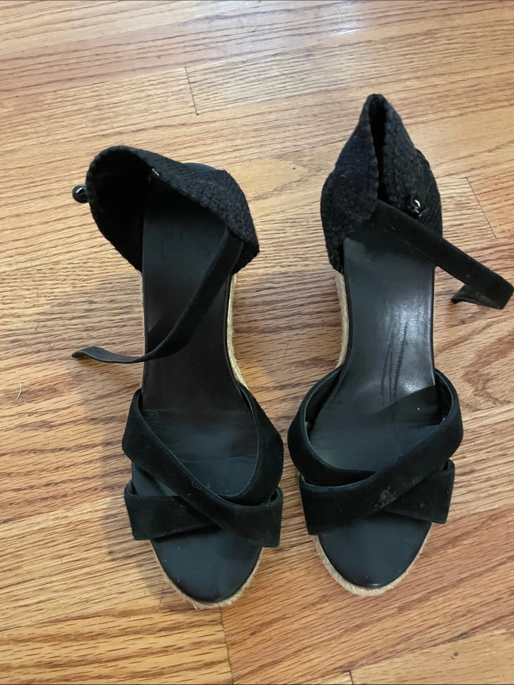 Black Women's Open-Toe Ankle-Strap Wedge Sandals
